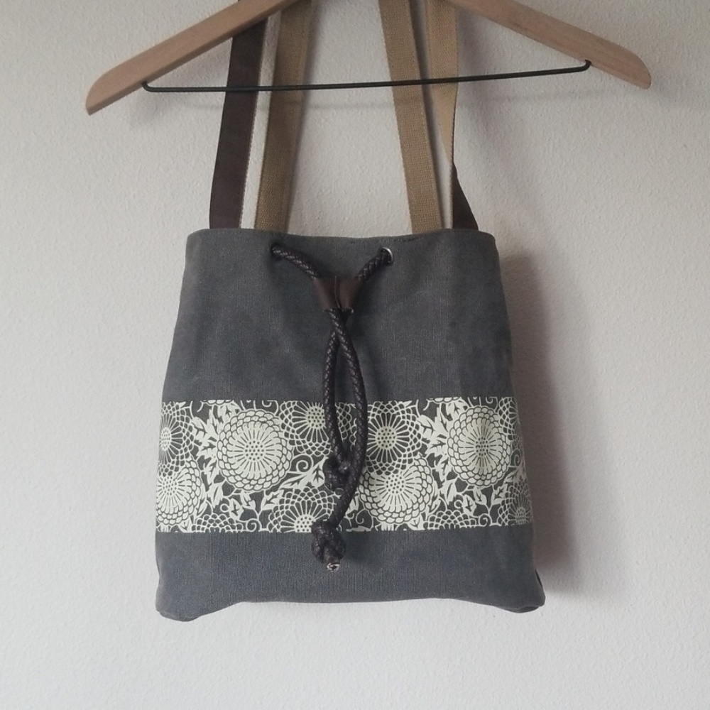 Brown flowered tote